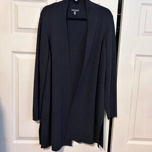 Eileen Fisher Cardigan Long Black Wool Large